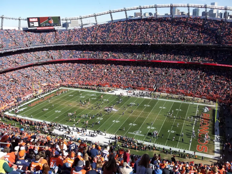 Packed Broncos home crowd at Mile High as Broncos playoff chances rise after the win over the Rams
