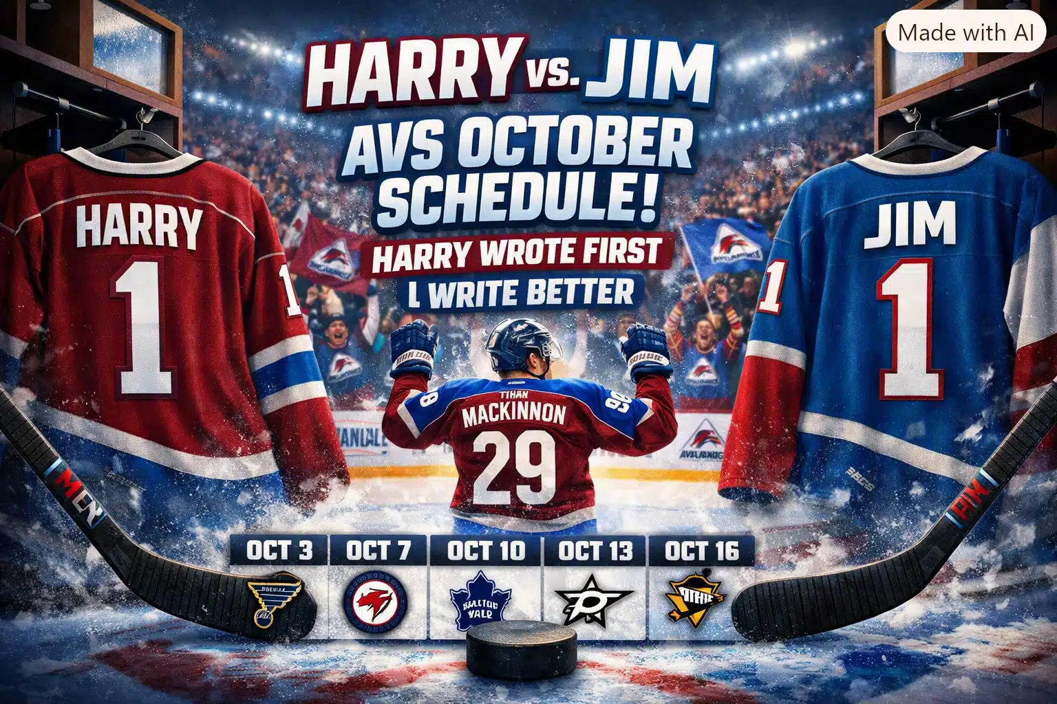Avs October Schedule: Harry Wrote First, I Write Better