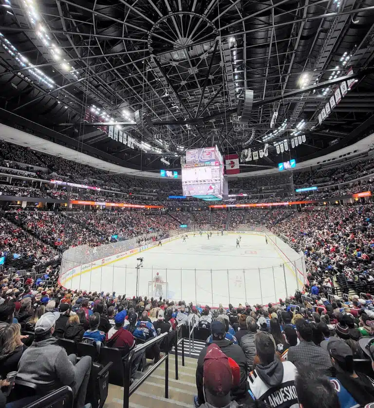 Fans fill Ball Arena in Denver during a Colorado Avalanche game