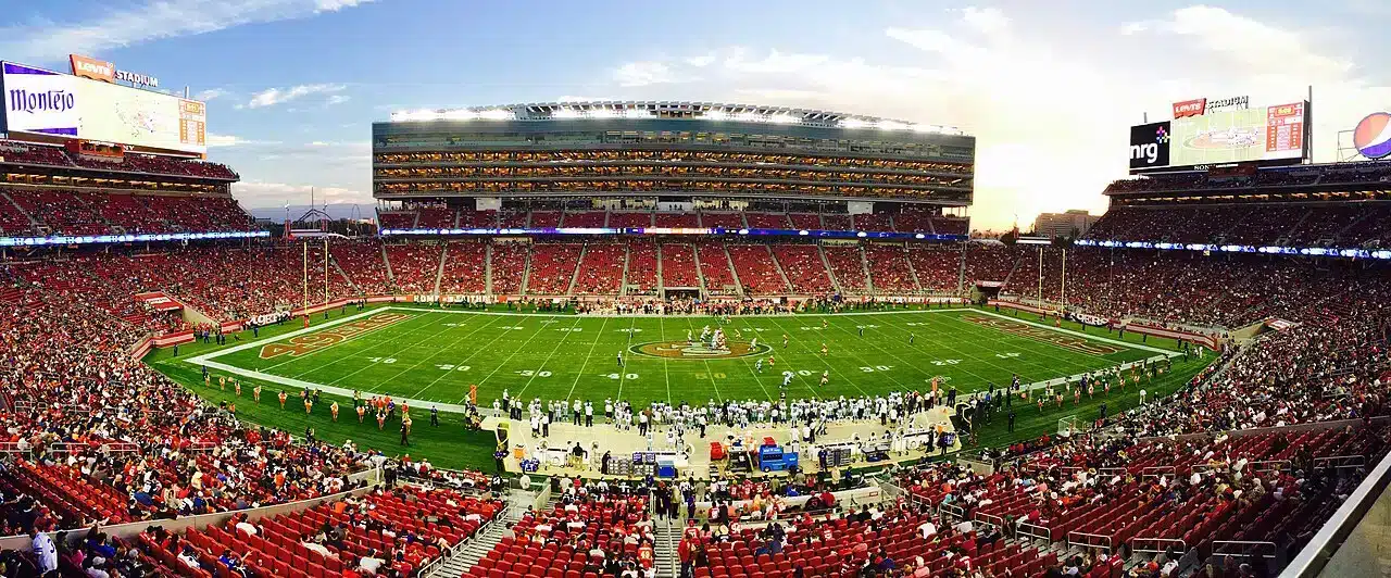 Monday Night Football site Levi's Stadium in Santa Clara, home of the San Francisco 49ers, at dusk